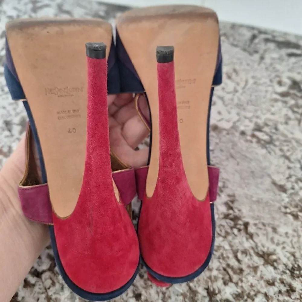 Yves Saint Laurent straps platform sandal multi color size 40‎